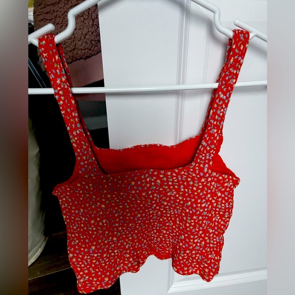 American Eagle Orange Floral Pattern Tank Top - Picture 2 of 3